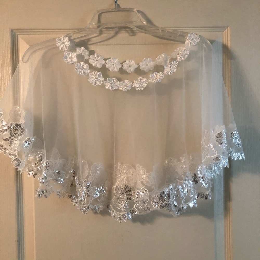 Bridal Sheer Bolero Cape with Lace Detail